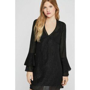 NWT BCBGeneration Black Metallic Bell Sleeve Dress XS
